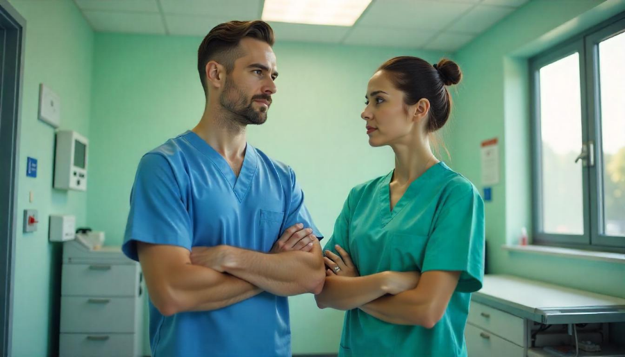 Dos veterinarios pensando en cómo hacer crecer su clínica veterinaria